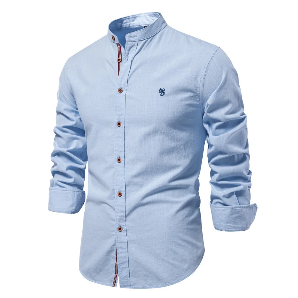 Chic Cotton-Linen Men's Dress Shirt