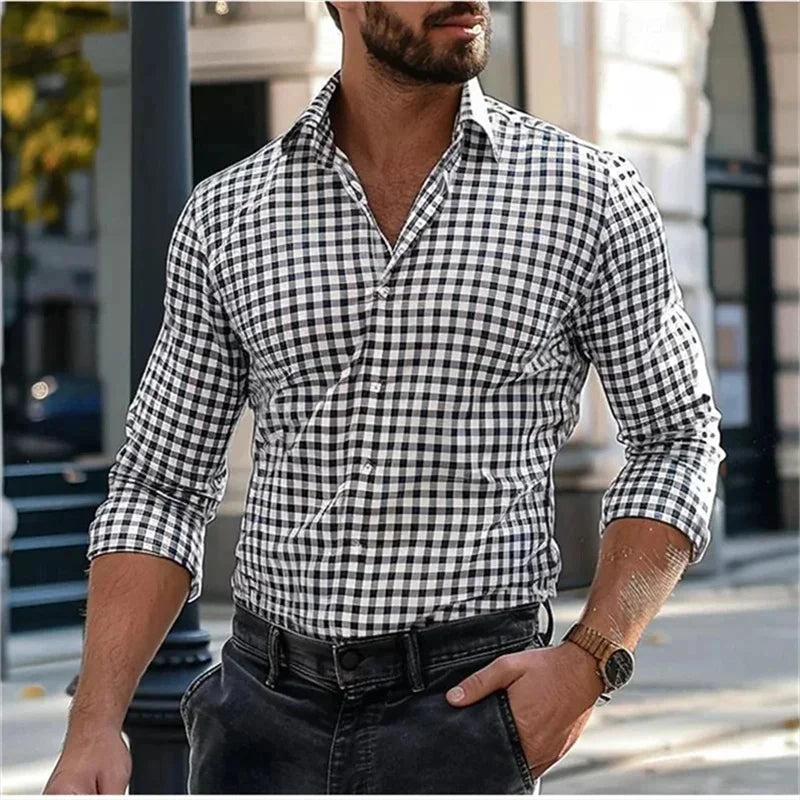 Men's Striped Casual Button-Up