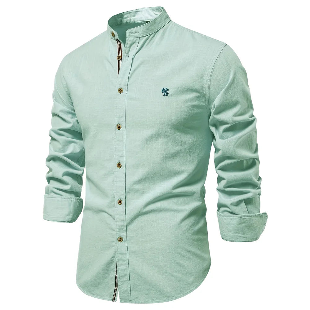 Chic Cotton-Linen Men's Dress Shirt