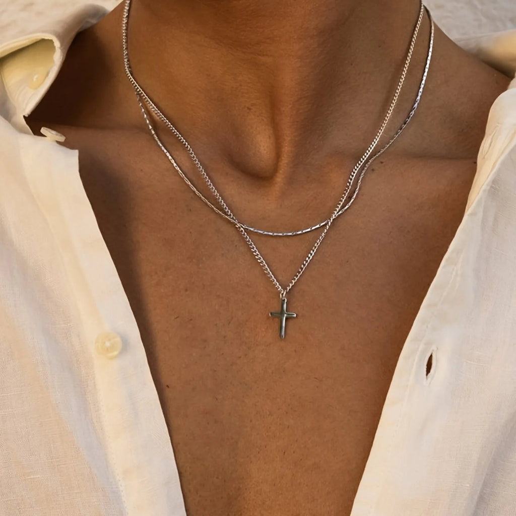 Sleek Cross Pendant Necklace for Him