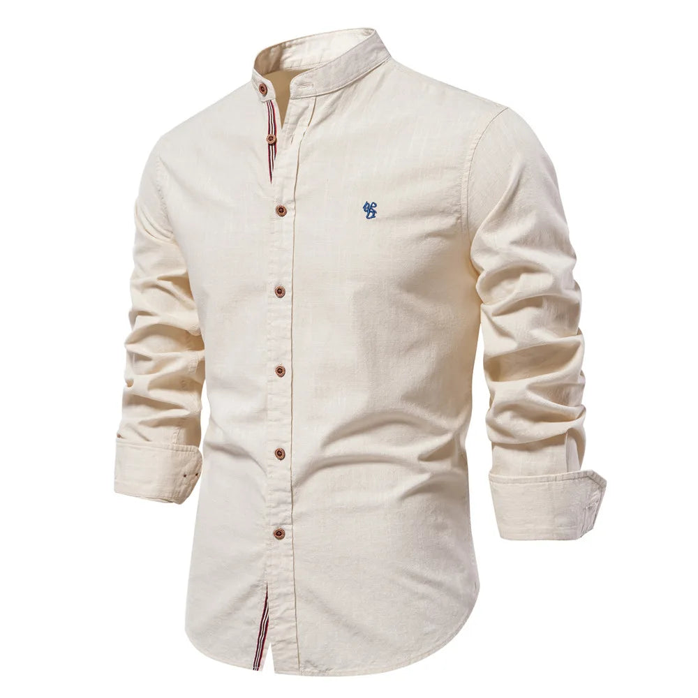 Chic Cotton-Linen Men's Dress Shirt