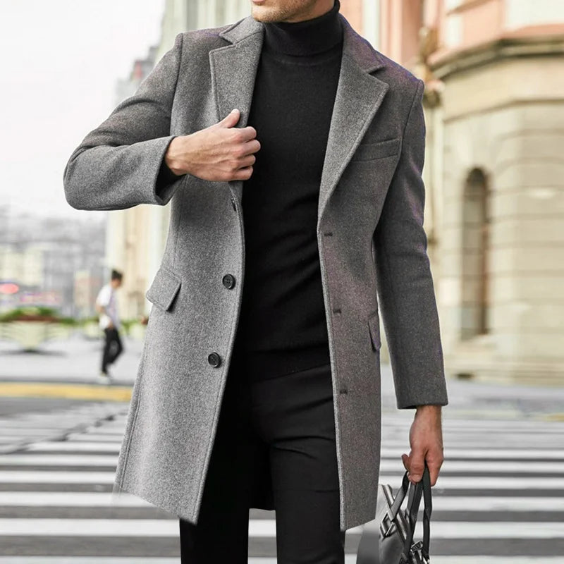 Casual Wool Coat British Style