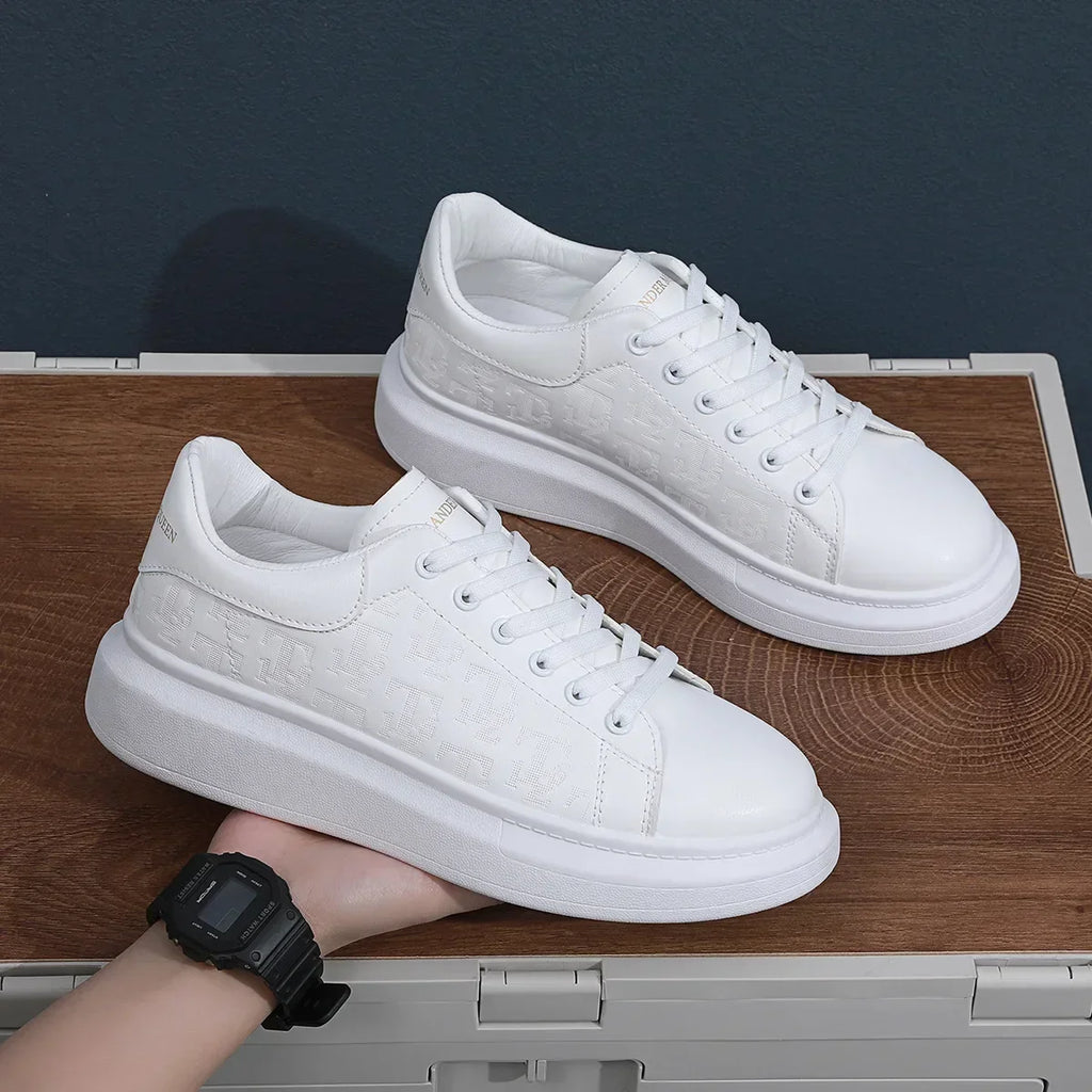 Elevated Leather Lace-Up Sneakers