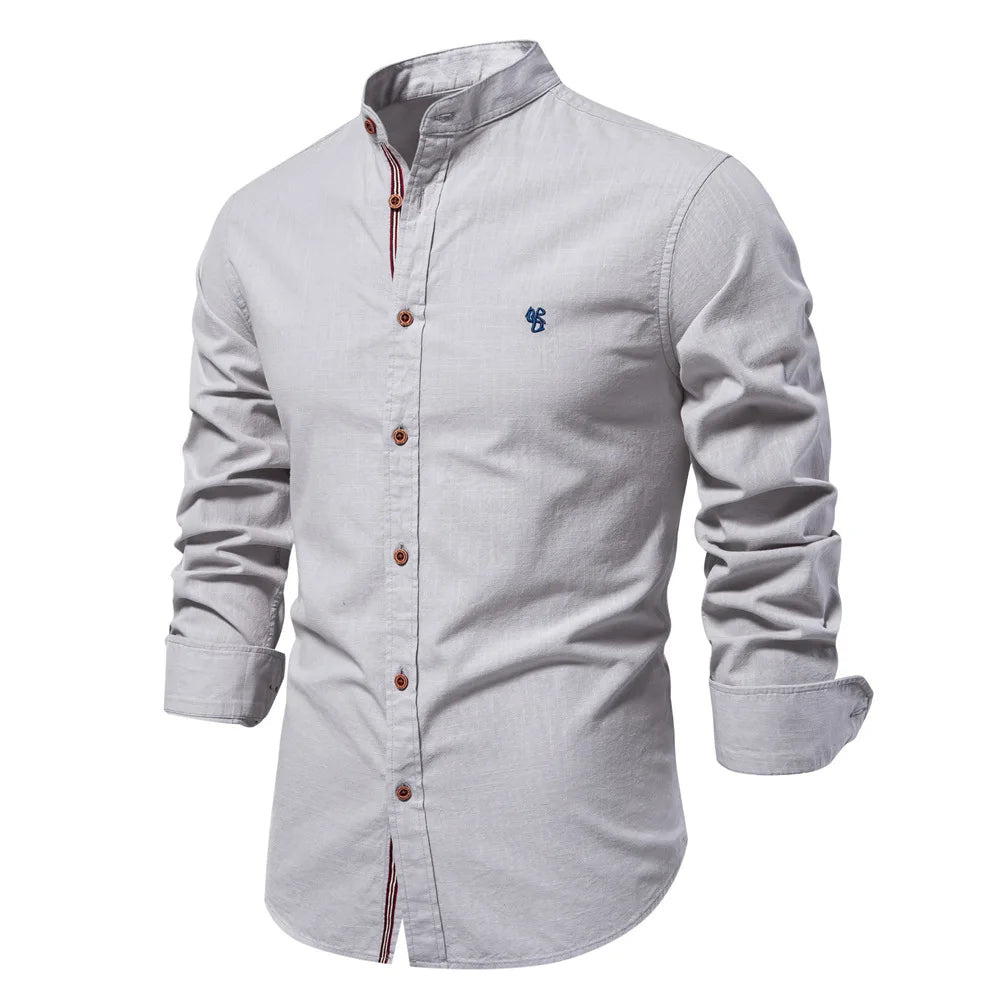 Chic Cotton-Linen Men's Dress Shirt