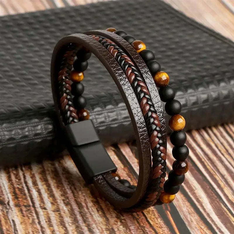 Stylish Men's Multi-Layer Leather Bracelet