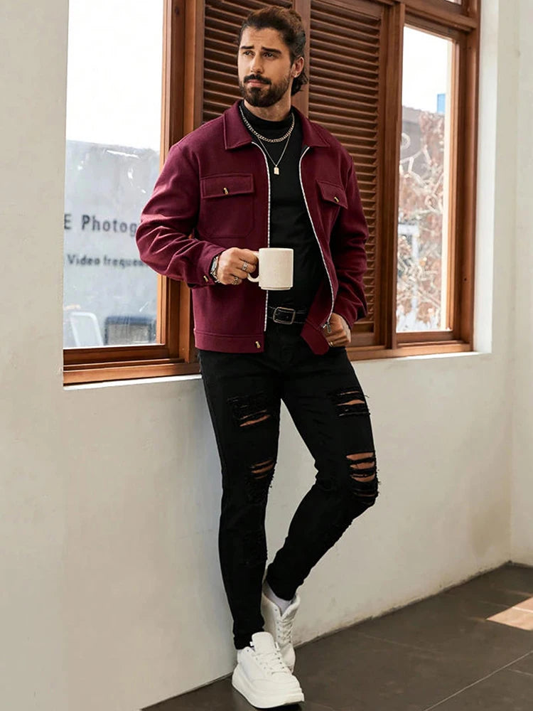 Men's Wool-Blend Zip-Up Jacket