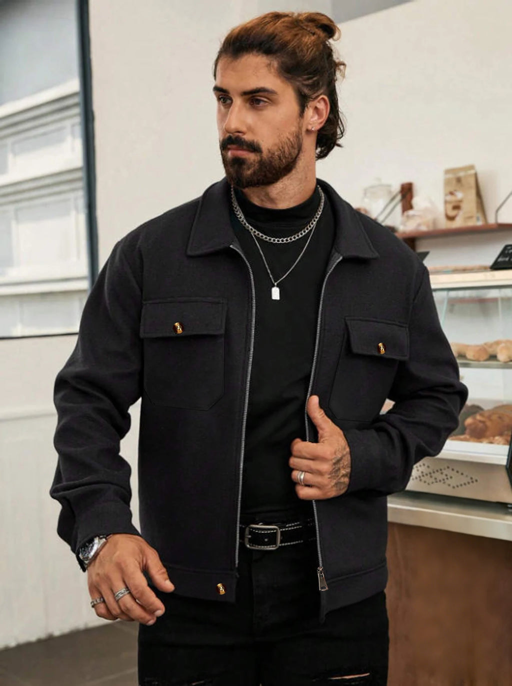 Men's Wool-Blend Zip-Up Jacket
